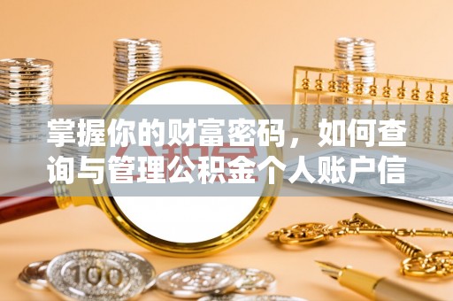 建昌掌握你的财富密码，如何查询与管理公积金个人账户信息